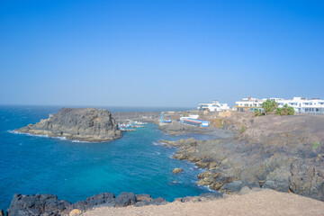 A beautiful view of the small harbor and the town from Castillo de El Tostón
