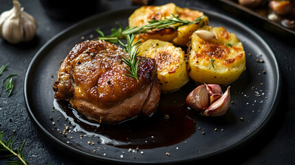 Roasted Duck Breast with Garlic Potatoes and Rosemary