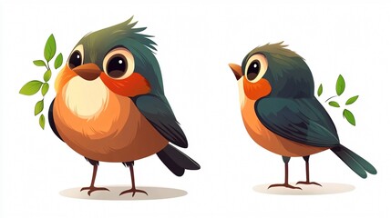 Cheerful Cartoon Bird Vector Illustration on White Background