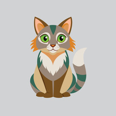 Cute cat cartoon isolated on white background Vector 