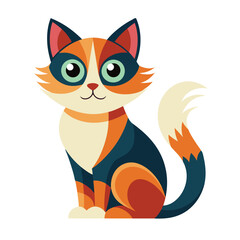 Cute cat cartoon isolated on white background Vector 