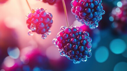 Macro shot of a fresh berry with selective focus, highlighting its vibrant color and texture. Perfect for food, nature, and health-related concepts.