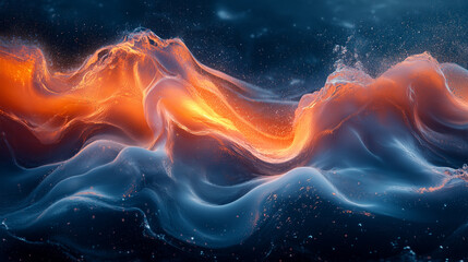 Abstract Fusion of Fiery Orange and Cool Blue in Dynamic Flow