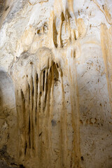 Interior of the large hall of old Karain cave, hidden in Mediterranean region. Confirms human...