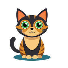 Cute cat cartoon isolated on white background Vector 