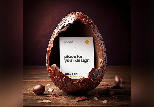 Page Poster Inside Easter Chocolate Egg Surprise Mockup