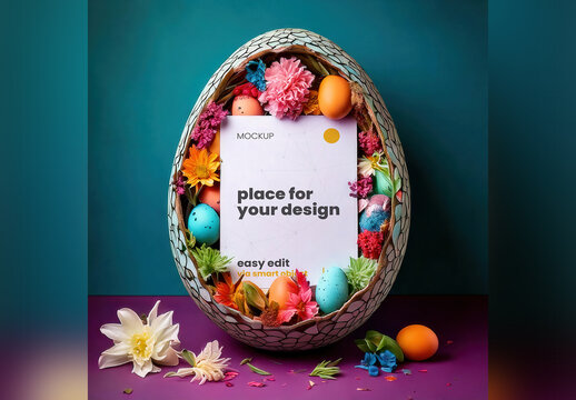 Page Poster Inside Cornucopia Egg Surprise Mockup