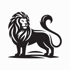 Naklejka premium black Lion vector, Lion logo vector icon, Lion illustration design, Lion silhouette vector black and white