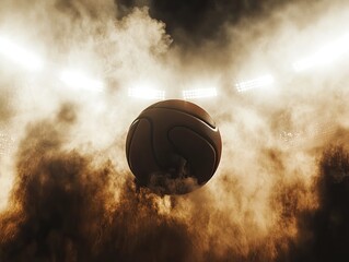 the moment when the basketball flies through the air towards the hoop