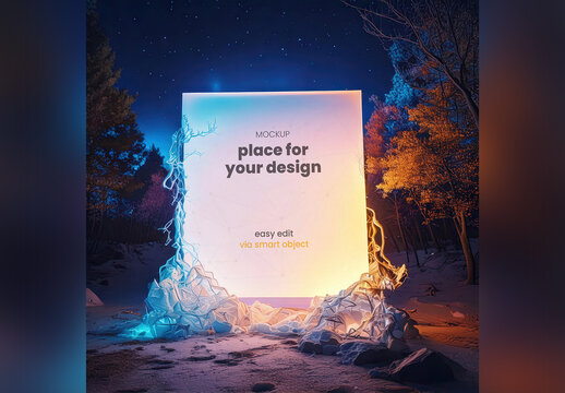 Page Poster Mockup at Night with some Alien Matter