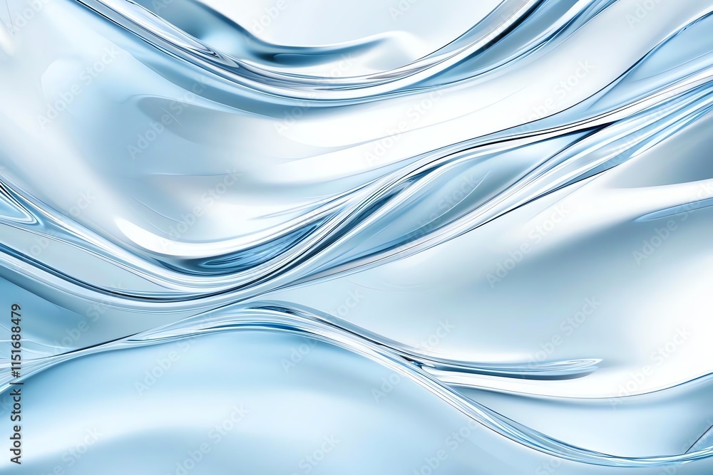 Poster abstract fluid lines in soft blue tones create a smooth, elegant visual. the flowing design suggests