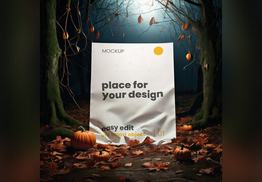 Page Poster Mockup Mistery Halloween Spooky Pumpkin Place