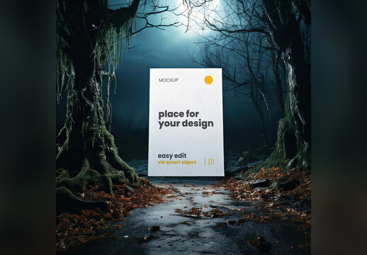 Page Poster Mockup Mistery Halloween Spooky Road