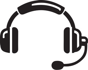 Headset Silhouette Vector Icon Illustration - High-Quality Design for Audio Projects

