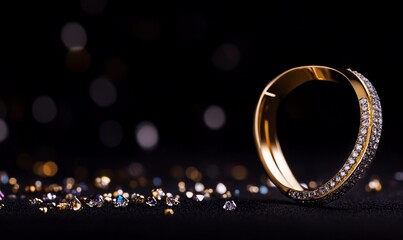 Elegant gold ring adorned with sparkling gems.