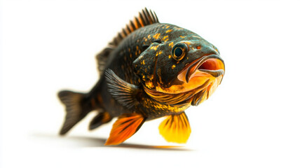 Lively fish swimming gracefully with vibrant colors on white background