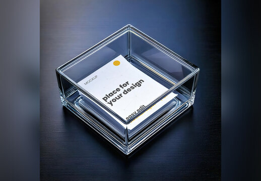Paper inside Glass Box Mockup