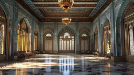 Fototapeta premium Magnificent Palace Interior: A Symphony of Turquoise and Gold