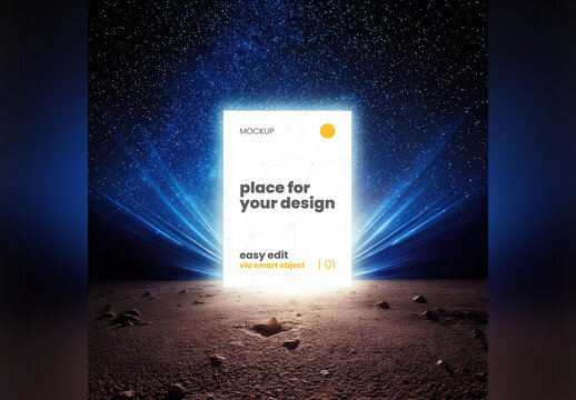 Poster Image Mockup in Space Distant Planet