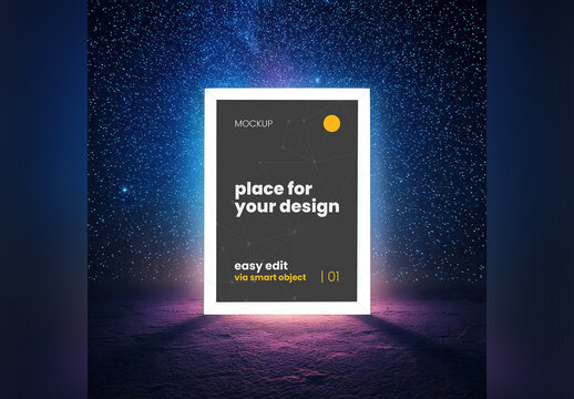 Poster Mockup with Deep Space on Background