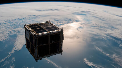 Cubesat, small satellite, on Earth orbit