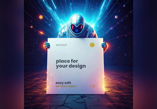 Space Character Holding Square Page Mockup