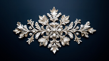 Piece of jewelry with gemstones in form of beautiful snowflake, on dark background