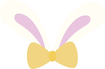 Bunny ears and bow tie flat vector.
Isolated cute cute rabbit ears.
Transparent background.