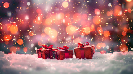 Festive Red Christmas Gift Boxes