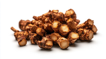 Obraz premium Dried galangal roots stacked together, showcasing their unique texture and color