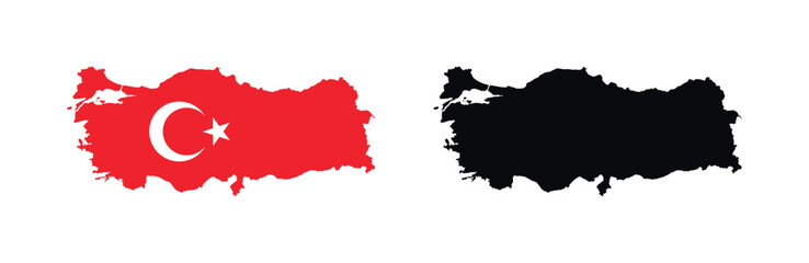 
Turkey Map vector icon. Map of Turkey in Flag colors.