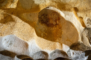 Interior of the large hall of old Karain cave, hidden in Mediterranean region. Confirms human...