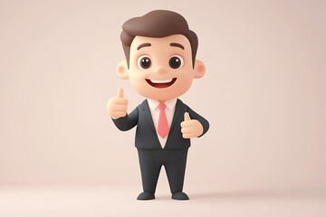 Happy cartoon businessman giving thumbs up. (2)