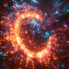 A fusion reactor surrounded by a glowing energy field