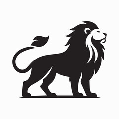 black Lion vector, Lion logo vector icon, Lion illustration design, Lion silhouette vector black and white