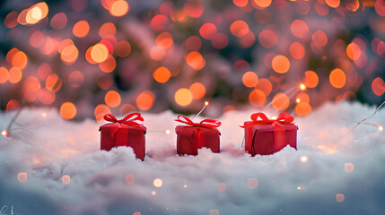 Elegant Red Christmas Gifts with Golden Ribbons