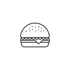 Outline of a Cheeseburger with Lettuce, Tomato, Onion, and a Golden Bun