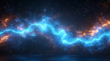 Obraz premium Electric blue lightning bolt flashes with bright energy and vibrant sparks wallpaper image