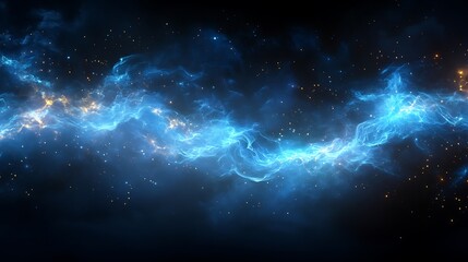 Fototapeta premium Electric flows intertwining dynamically with colorful cosmic hues and glowing stars wallpaper image