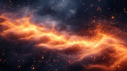 Obraz premium Glowing golden particles flow through a dynamic cosmic light realm image