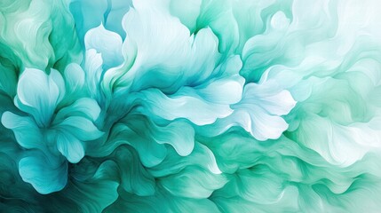 Abstract floral patterns in soothing green hues