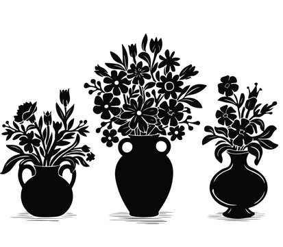 black flower tob vector illustration.