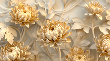 Elegant Golden Floral Art on Flowing Textured Background