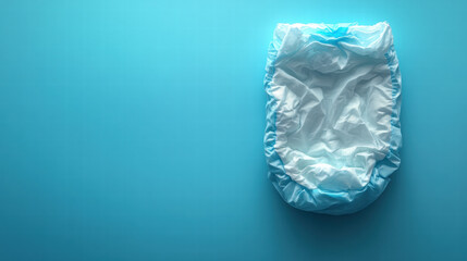 Fototapeta premium single unfolded disposable diaper on light blue background