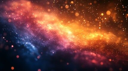 Fototapeta premium Sparkling golden particles swirl through a dynamic cosmic light expanse picture