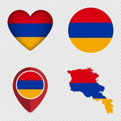 Armenia Flag Icons Pack. Vector illustration.