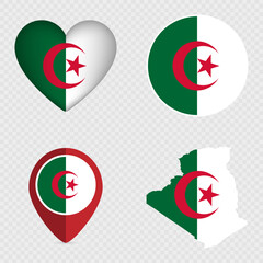 Algeria Flag Icons Pack. Vector illustration.