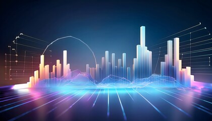 Future Consumer and technology concept: AI in finance, digital currency interface with glowing graphs.