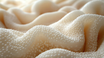 Fototapeta premium Close up of textured fabric with soft, wavy folds and dotted surface details