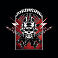 American Pride Graphic with Skull and Crossed Rifles for T-Shirts